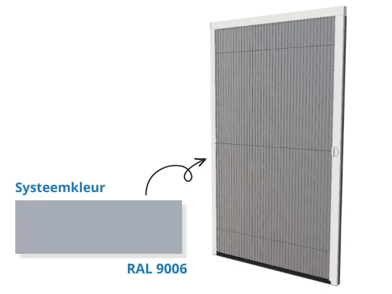 Unilux plissé hordeur 885 mm x 2121/2140 mm in RAL 9006 OUTLET